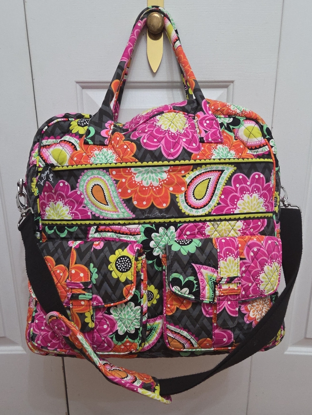 Vera Bradley Ziggy Zinnia Grand Cargo Travel Quilted Duffle Bag